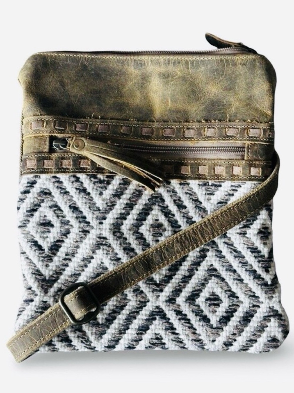 Myra Bag Sand Weaver Crossbody bag cowhide distressed leather western boho
